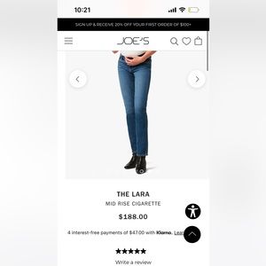 Joe's Maternity Mid Rise Cigarette Jeans